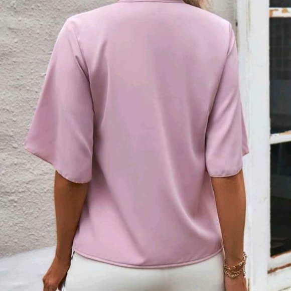 NEW PINK LOVELY WOMEN'S BLOUSE PETAL SLEEVE XS - Picture 3 of 4